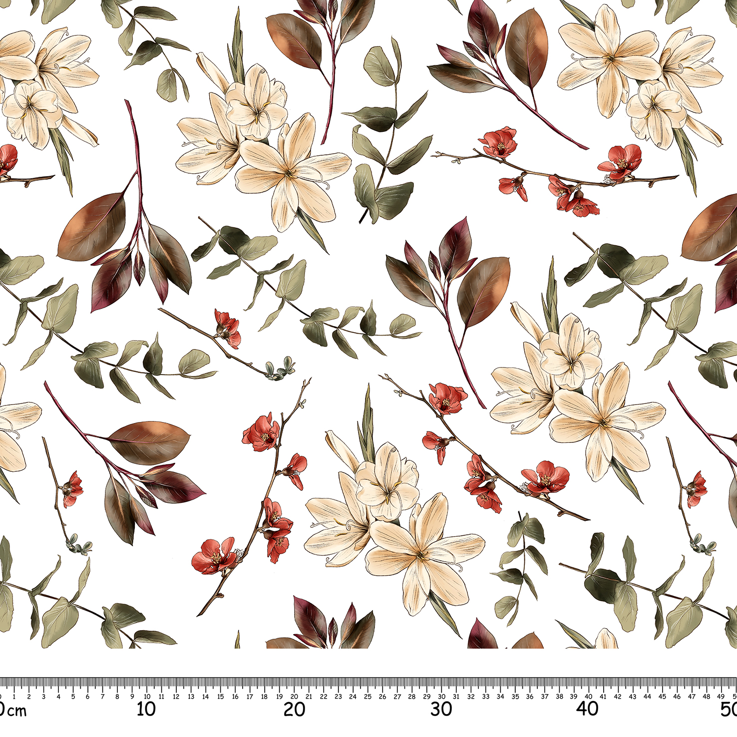 Seamless,Botanical,Pattern,With,White,Background