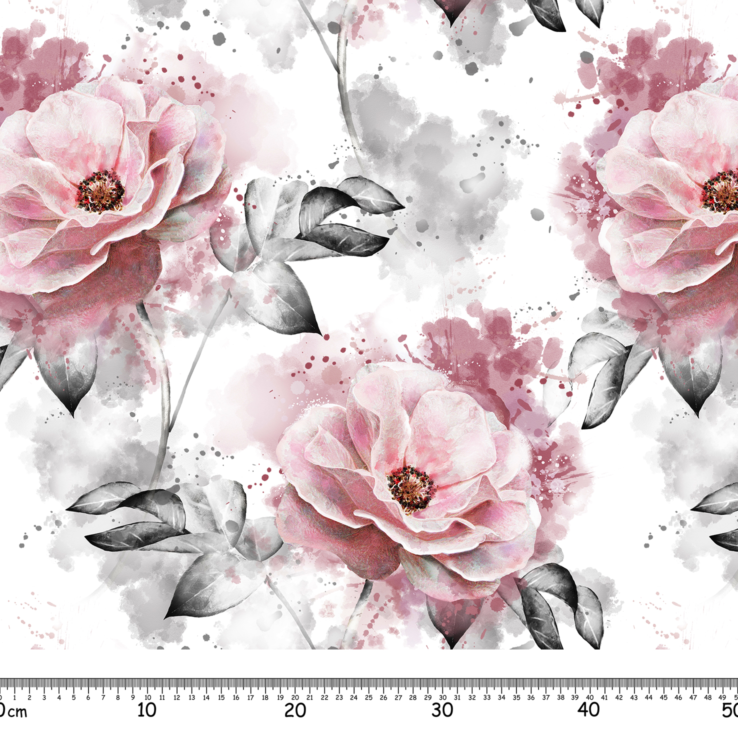 Seamless,Pattern,With,Pink,Flowers,And,Leaves,On,White,Background,