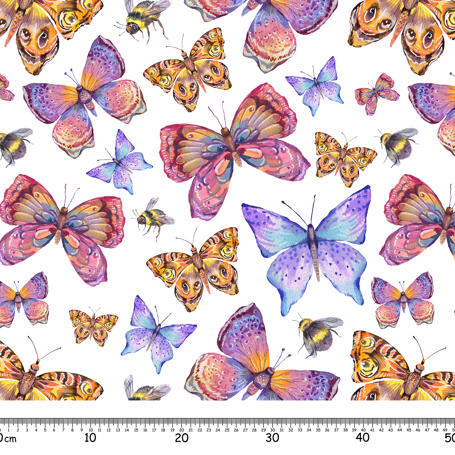 Watercolor,Natural,Colorful,Butterfly,Seamless,Pattern.,Summer,Insect,Texture,On