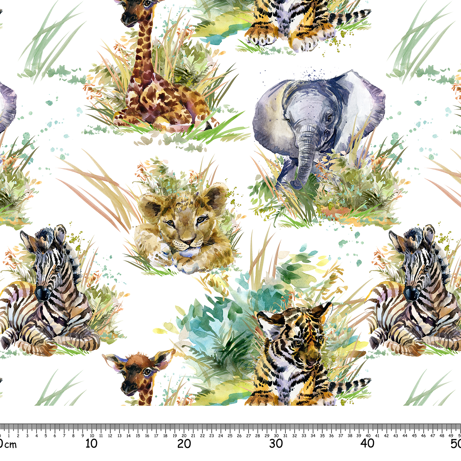 Seamless,Pattern,With,Cute,African,Safari,Animals.,Jungle,Animal,Cubs