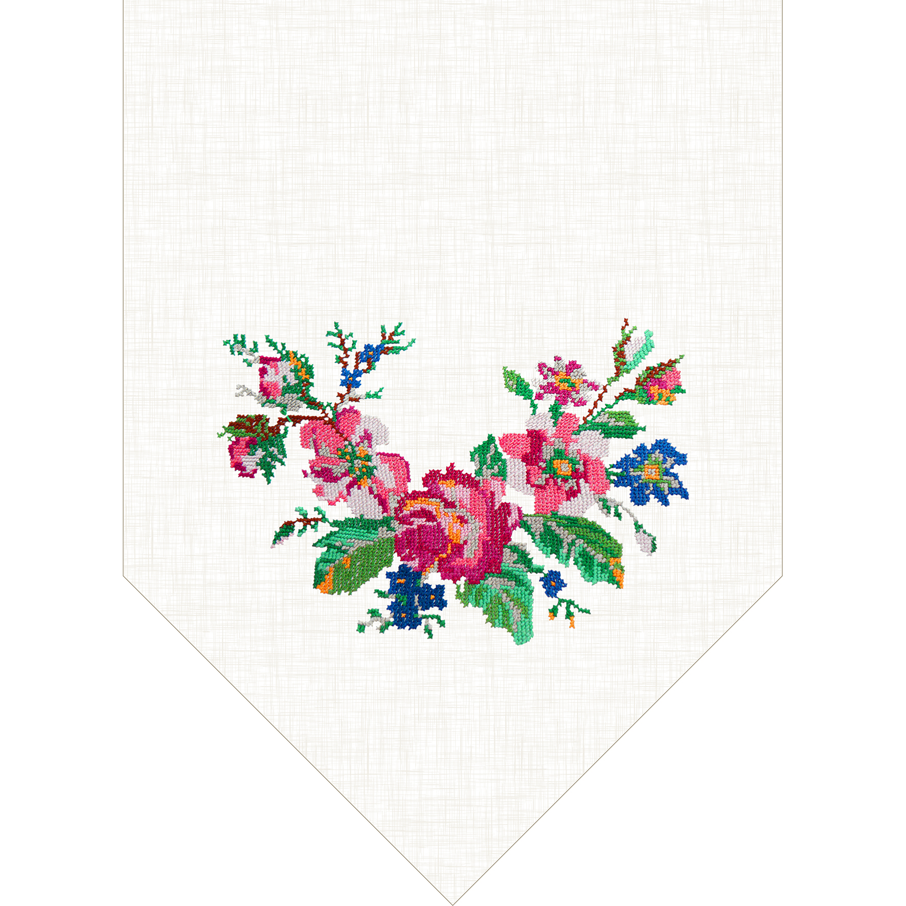 Ukrainian,Folk,Embroidery,Cross-stitch,,Embroidered,Rose,Flowers,In,A,Wreath